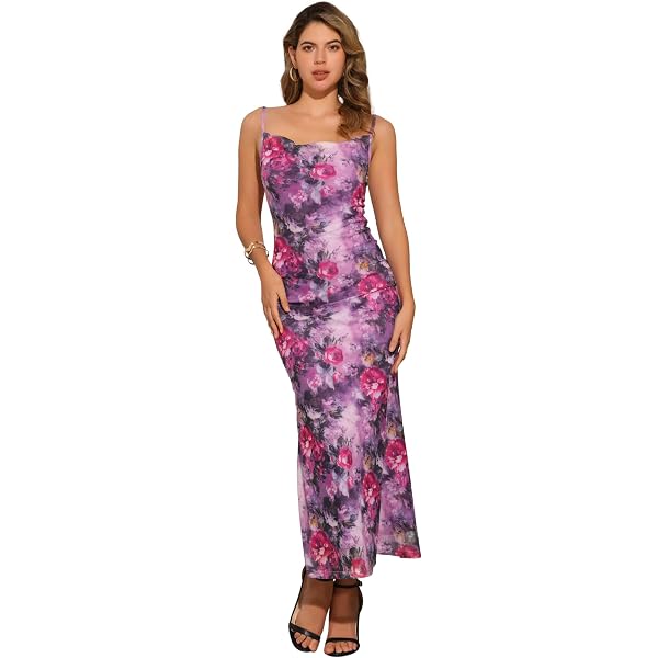 Amazon.com: CIDER Maxi Dress Wedding Guest Dresses Floral Cowl Neck Ruched  Sleeveless High Waist Jacquard Lined Dress Green : Clothing, Shoes & Jewelry