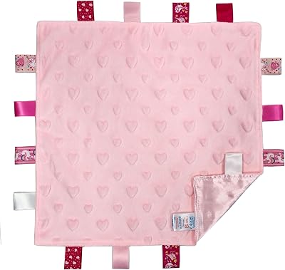 Soft Touch Dimple Comforter Baby Blanket Pink 35cm x 35cm Sensory Tags