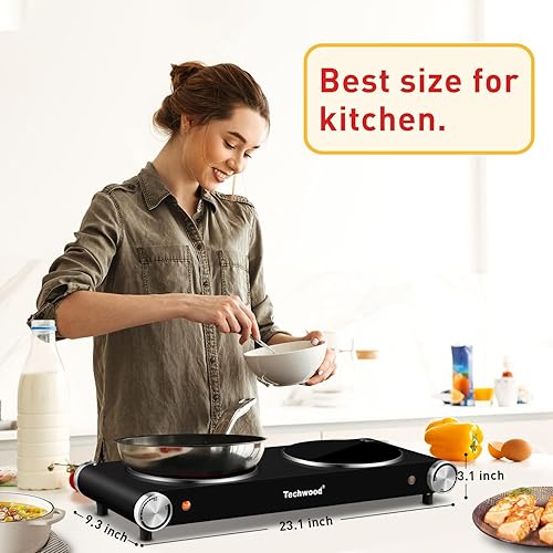 Double Hot Plate, Techwood 1800W Electric Stove for Cooking
