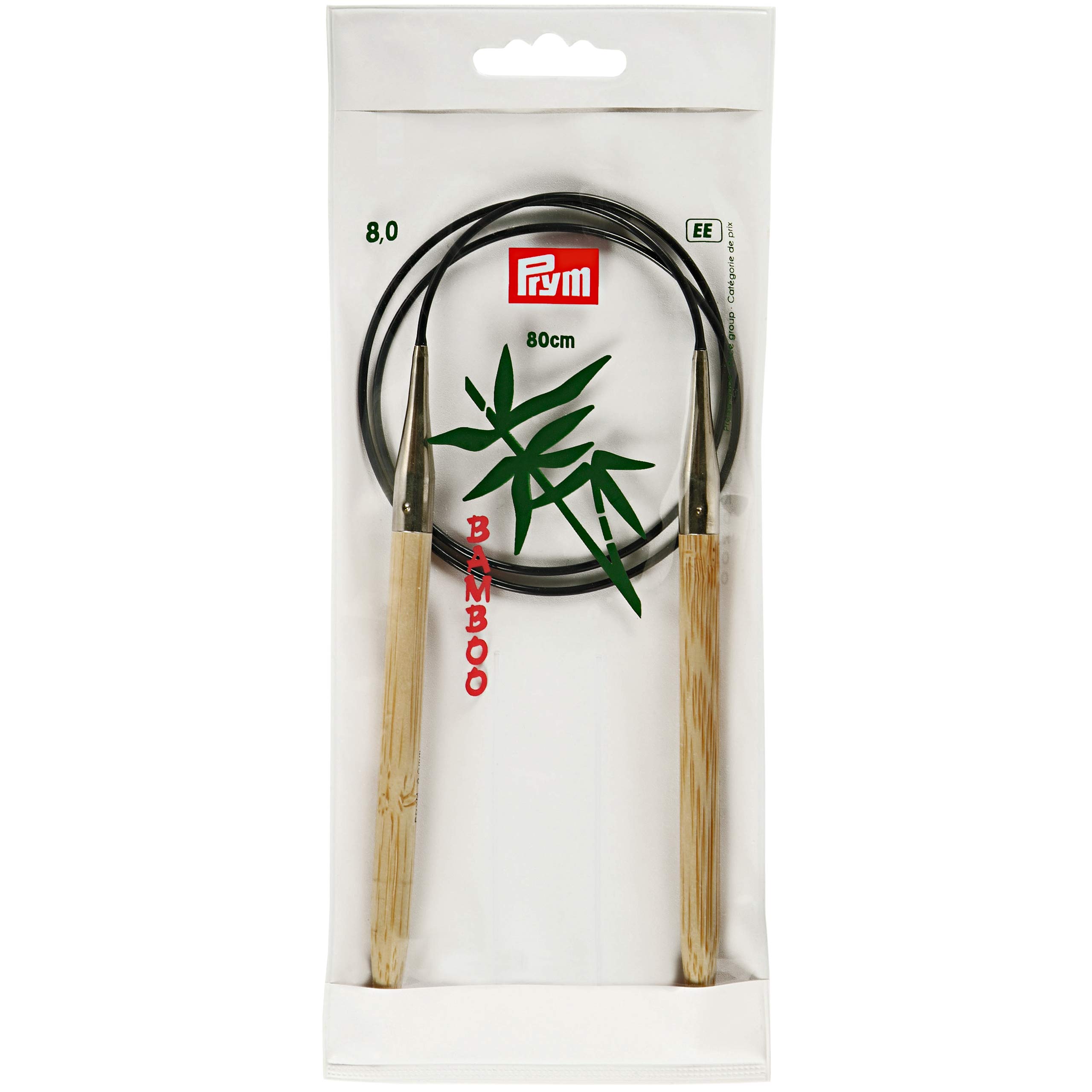 Prym 80 cm x 8 mm Circular Knitting Pins, Bamboo