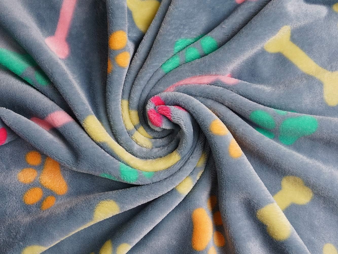 Luciphia 1 Pack 3 Blankets Super Soft Fluffy Cute Bone Pattern Pet Blanket Flannel Throw for Dog Puppy Cat Light Grey Small: Home & Kitchen