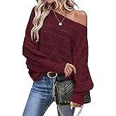 Verdusa Women's 2026 Off The Shoulder Sweater Crochet Dolman Sleeve Oversized Boat Neck Long Sleeve Pullovers