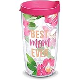 Tervis Best Mom Ever Floral Made in USA Double Walled Insulated Tumbler Travel Cup Keeps Drinks Cold & Hot, 16oz, Classic