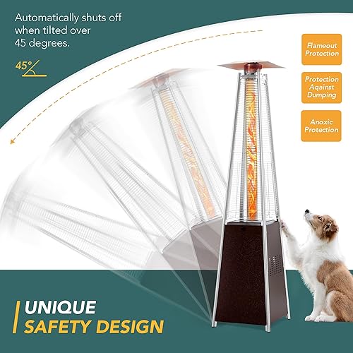Pamapic Patio Heater, 48,000 BTU Pyramid Flame Outdoor Heater with