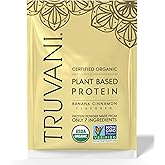 Truvani Vegan Pea Protein Powder | Banana Cinnamon | 20g Organic Plant Based Protein | 1 Serving | Keto | Gluten & Dairy Free