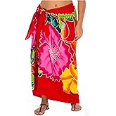 SHU-SHI Womens Plus Size Sarong Hibiscus Floral Pareo Cover Up Bathing suit Women Flower Beach Wrap Long Pool Resort Skirt