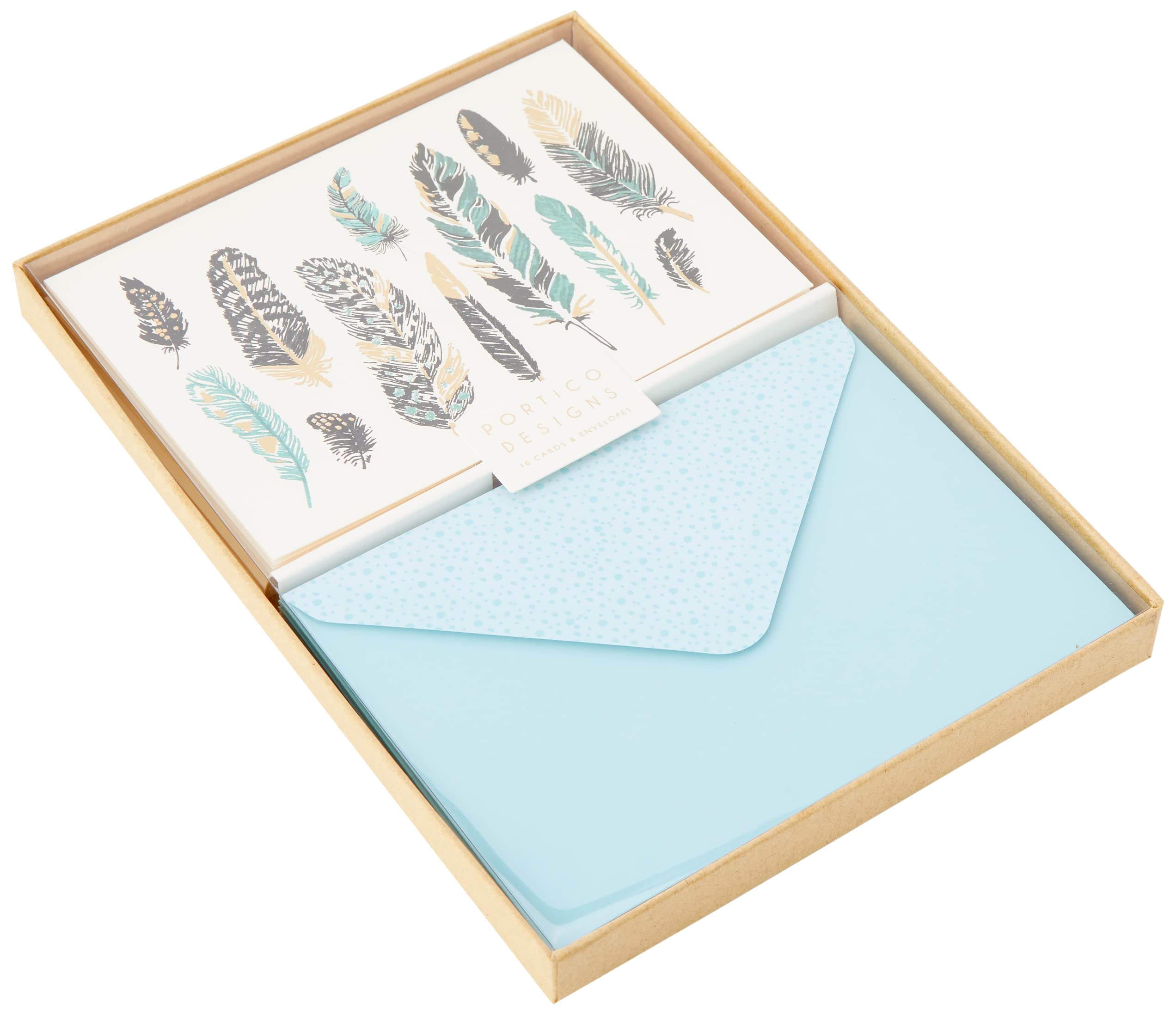 Portico Designs Feathers Notecards, Off White, GTNC1803