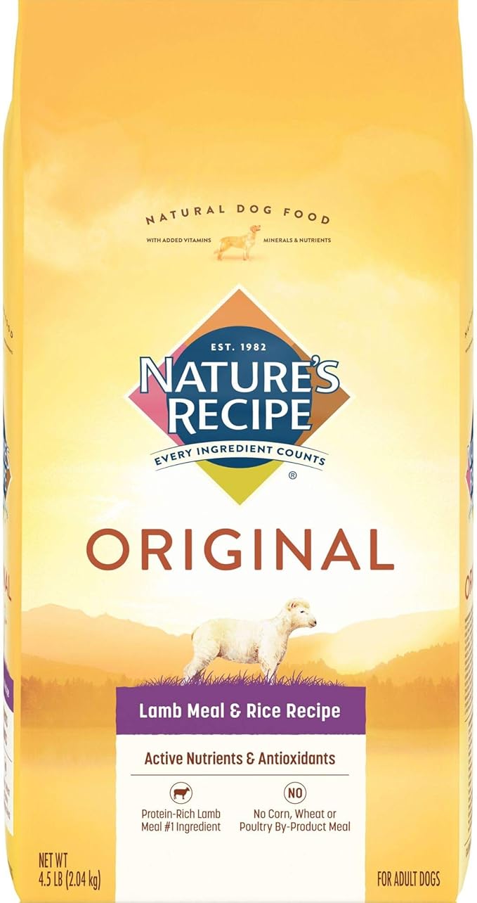 Nature's Recipe Adult Lamb Meal and Rice Dry Dog Food, 4.5Pound