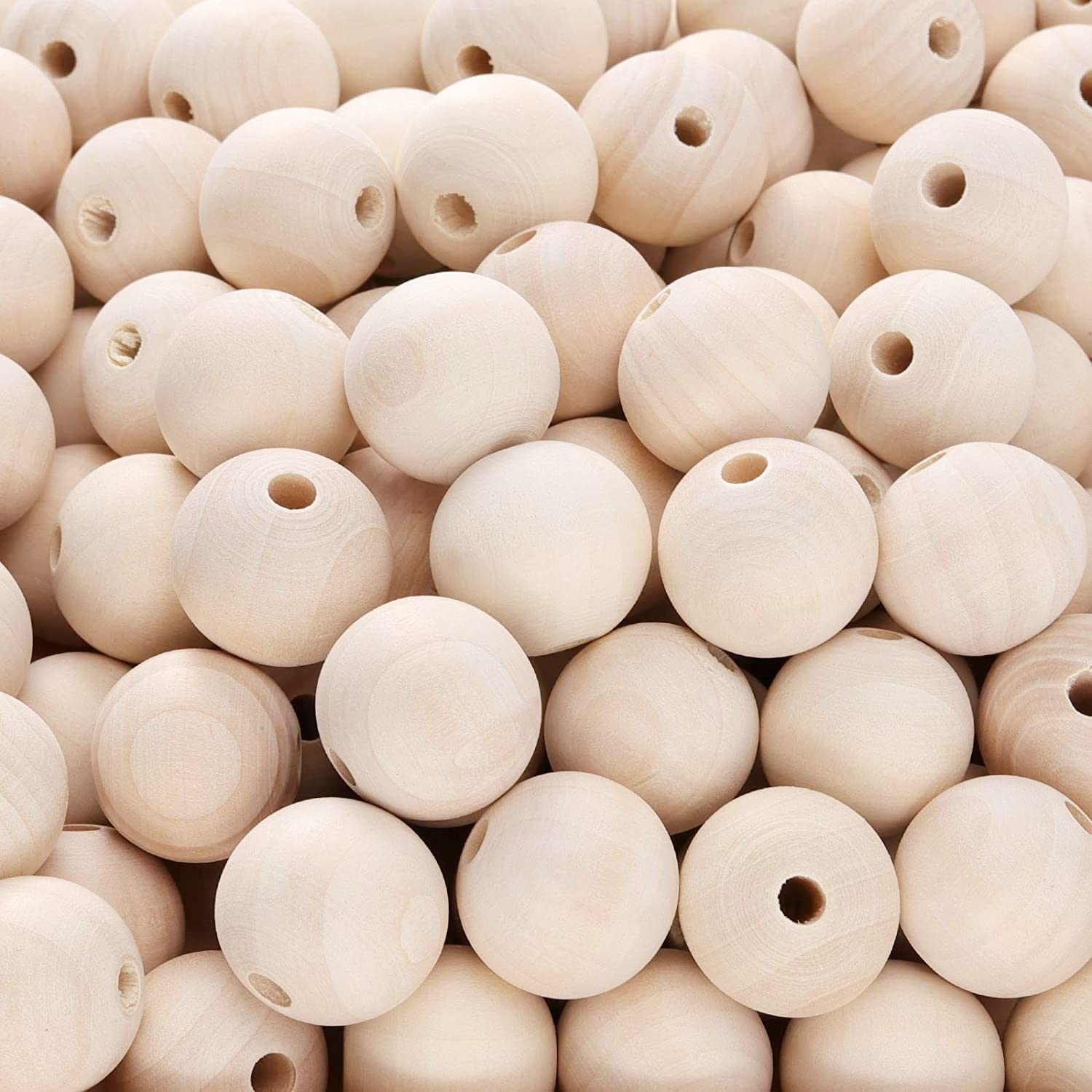 HAKZEON 500 PCS 20mm Wooden Beads, Natural Unfinished Wood Beads for Crafts, DIY Jewellery Making, Garland, Handmade Decoration