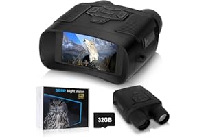 RAVIAD Night Vision Goggles, Digital Night Binoculars, 4K Rechargeable Night Vision Goggles for Adults, with 32GB TF Card, Hunting Night Vision for Men, Hunting, Camping, Save Photo and Video