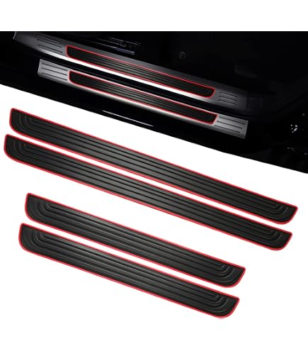 CHIYLE Door Sill Protectors for Ford F250, Carbon Fiber Leather