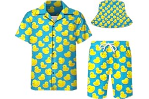 Nosirhoc Men's 2 Piece Tracksuit funny hawaiian shirts for men Button Down Shirt Shorts rave Outfits With Bucket Hats