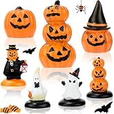 Jetec 12 Pcs Halloween Miniature Figurines for Tiered Tray Decor | Resin Pumpkin Ghost Witch Figurines Set for Tabletop, Mantel Shelf and Coffee Bar Decor, Spooky Fall Home Decor