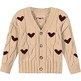 SOLY HUX Toddler Girl's Heart Print Cardigan Sweater V Neck Button Down Long Sleeve Knit Cute Fall Cardigans