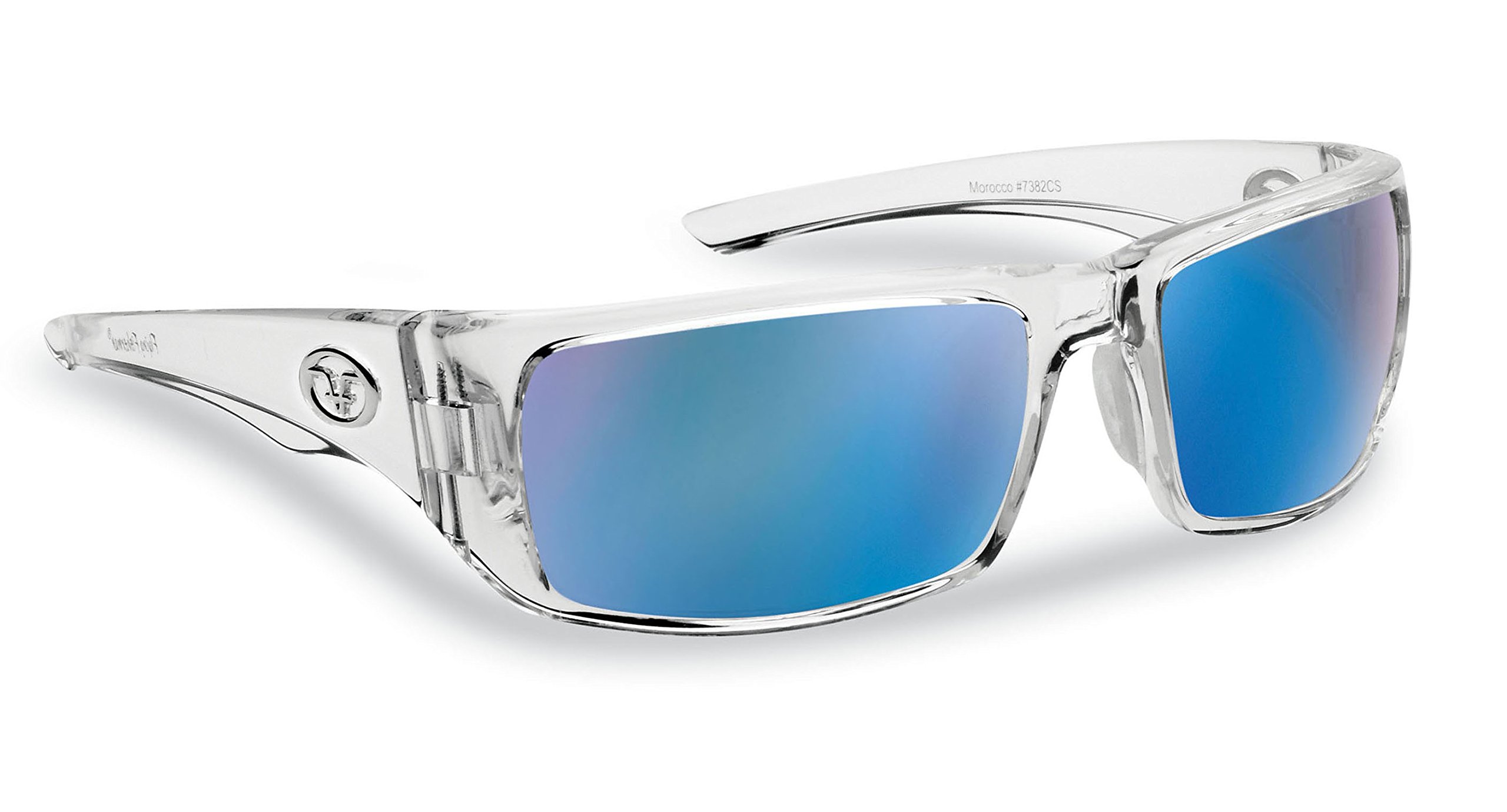 Flying Fisherman Morocco Polarized Sunglasses, Crystal Frame, Smoke-Blue Mirror Lenses