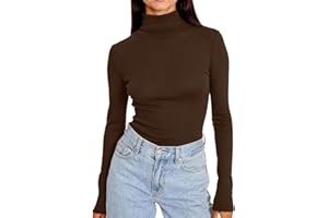 Novlewign Women's Turtleneck Long Sleeve Shirts Slim Fit Mock Neck Basic Thermal Tops Soft Lightweight Pullover Tee Underwear