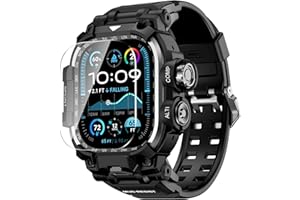 AIRYZGOOD Rugged Case with Band Compatible for Apple Watch Ultra 3/2/1 49mm, Men Military Grade Shockproof Bumper Cover with Tactical TPU Strap for iWatch Ultra (Matte Black 49MM)