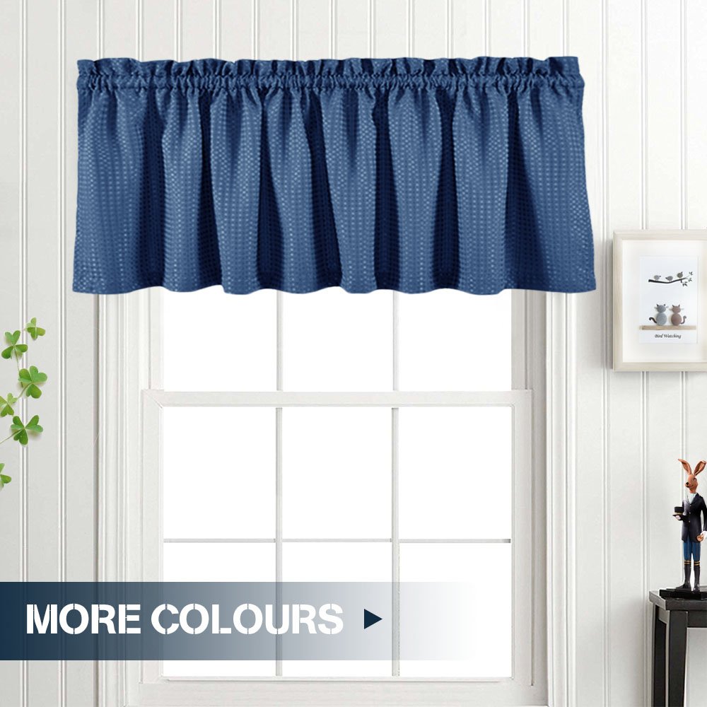 Grey Waterproof Waffle Woven Textured Shower Curtain Valance Short