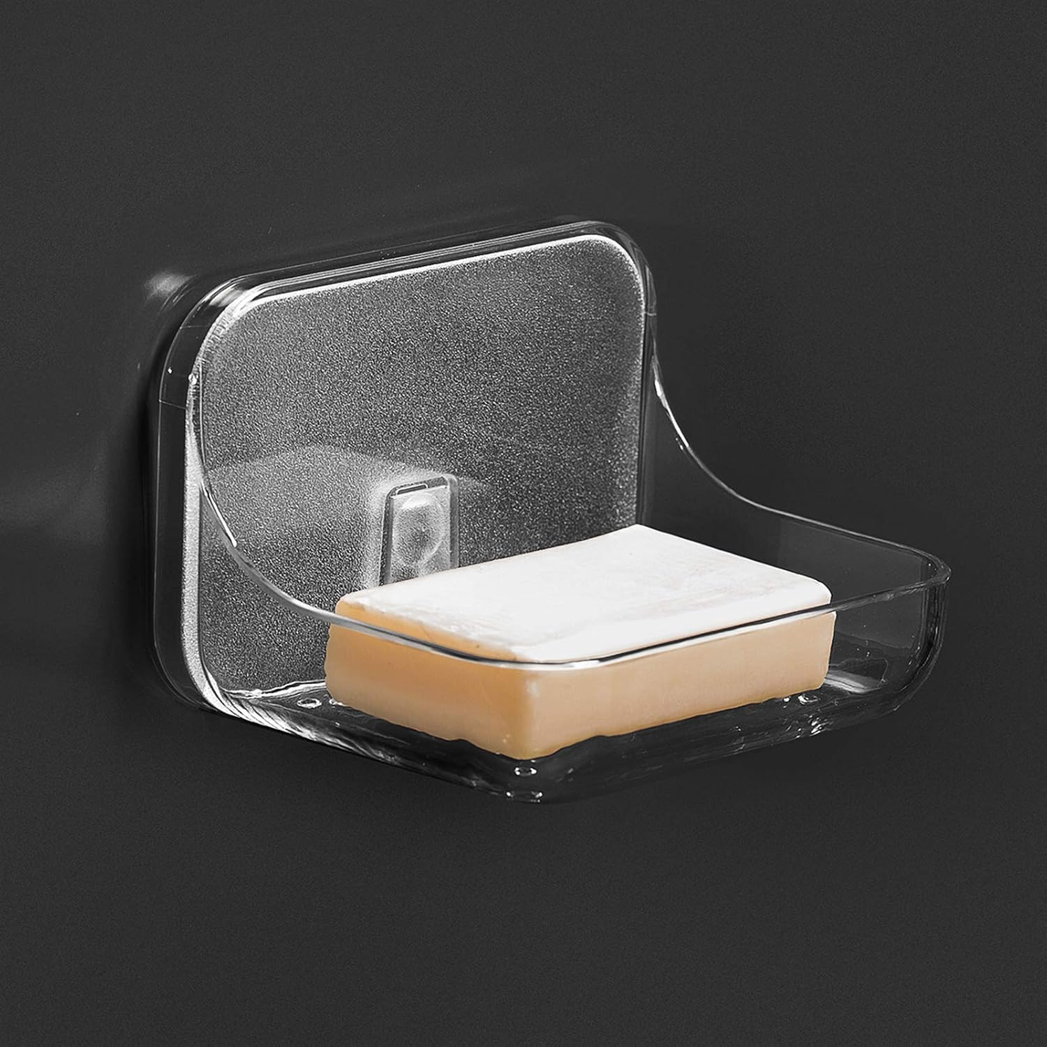Soap Dish Holder,2 Pack Shower Soap Sponge Holder,Wall Mounted Self Adhesive Storage for Kitchen and Bathroom,Clear PET - Image 4