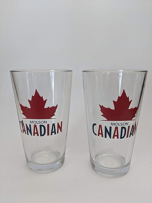 Molson Canadian Lager Pint Glass Set of 2 Beer Glasses