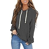 PRETTODAY Women's Casual Lightweight Hoodies Long Sleeve White Drawstring Sweatshirts Loose Pullovers with Pocket
