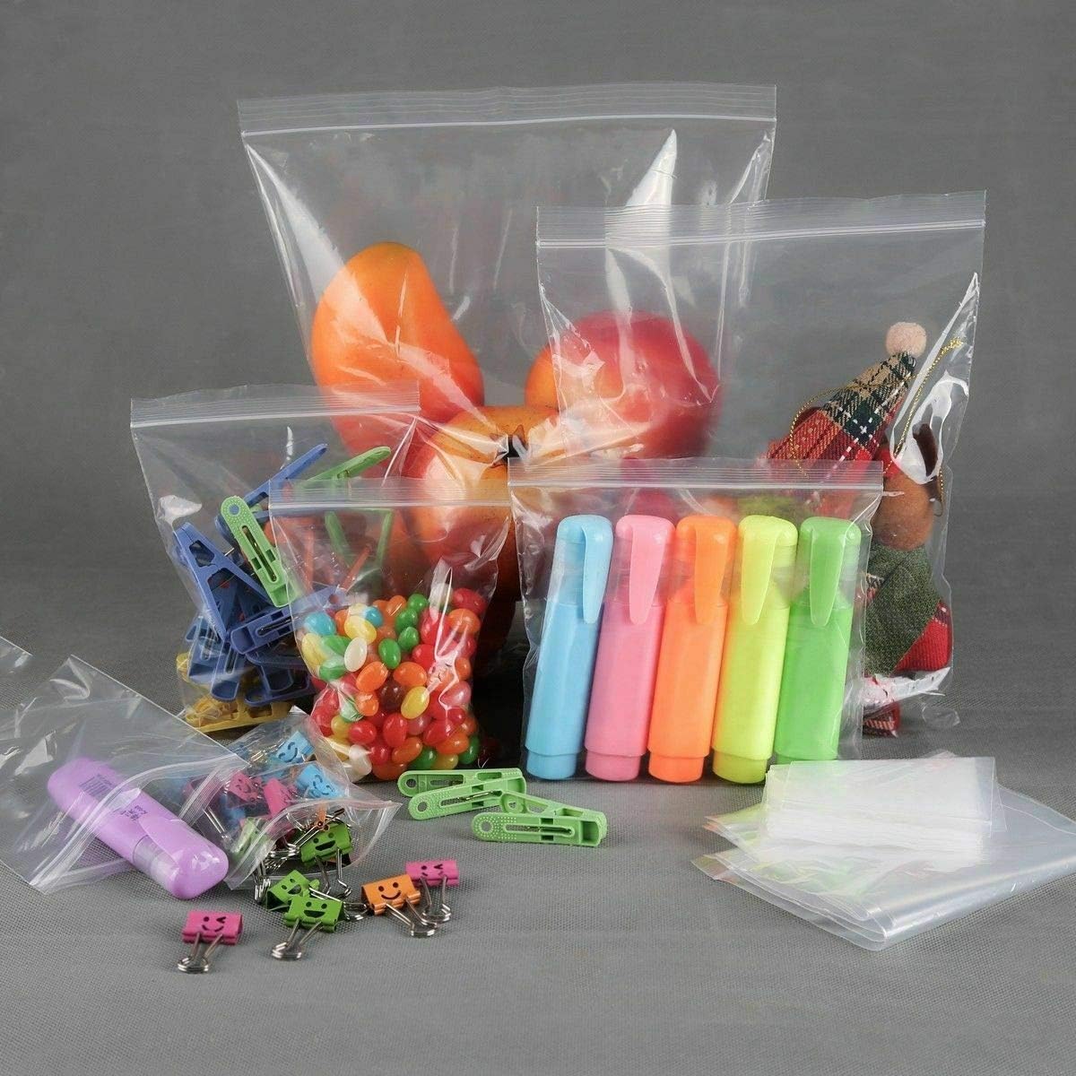 200x Zip Lock Plain Grip Seal Bags Polythene Plastic Craft Self Resealable Clear Bags (16 Plain 13" x 18"