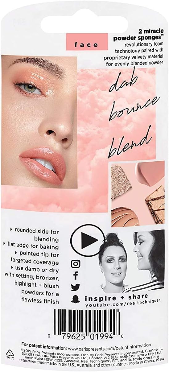 Real Techniques Miracle Powder Sponge for Blending Setting & Blurring with Velvet Finish, Use Dry or Damp - Image 3