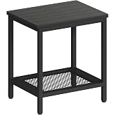 KAAPSAM Outdoor Side Table with Storage 2-Tier Patio End Tables Black | Outdoor Accent Table Small Side Table For Pool, Deck, Garden
