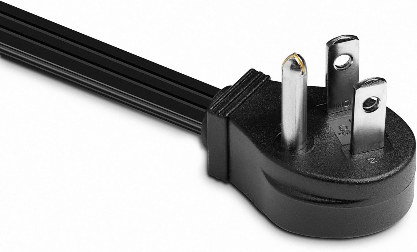 3 Prong Angled Plug Extension Cord White Maximm Cable 3 Feet Flat Plug