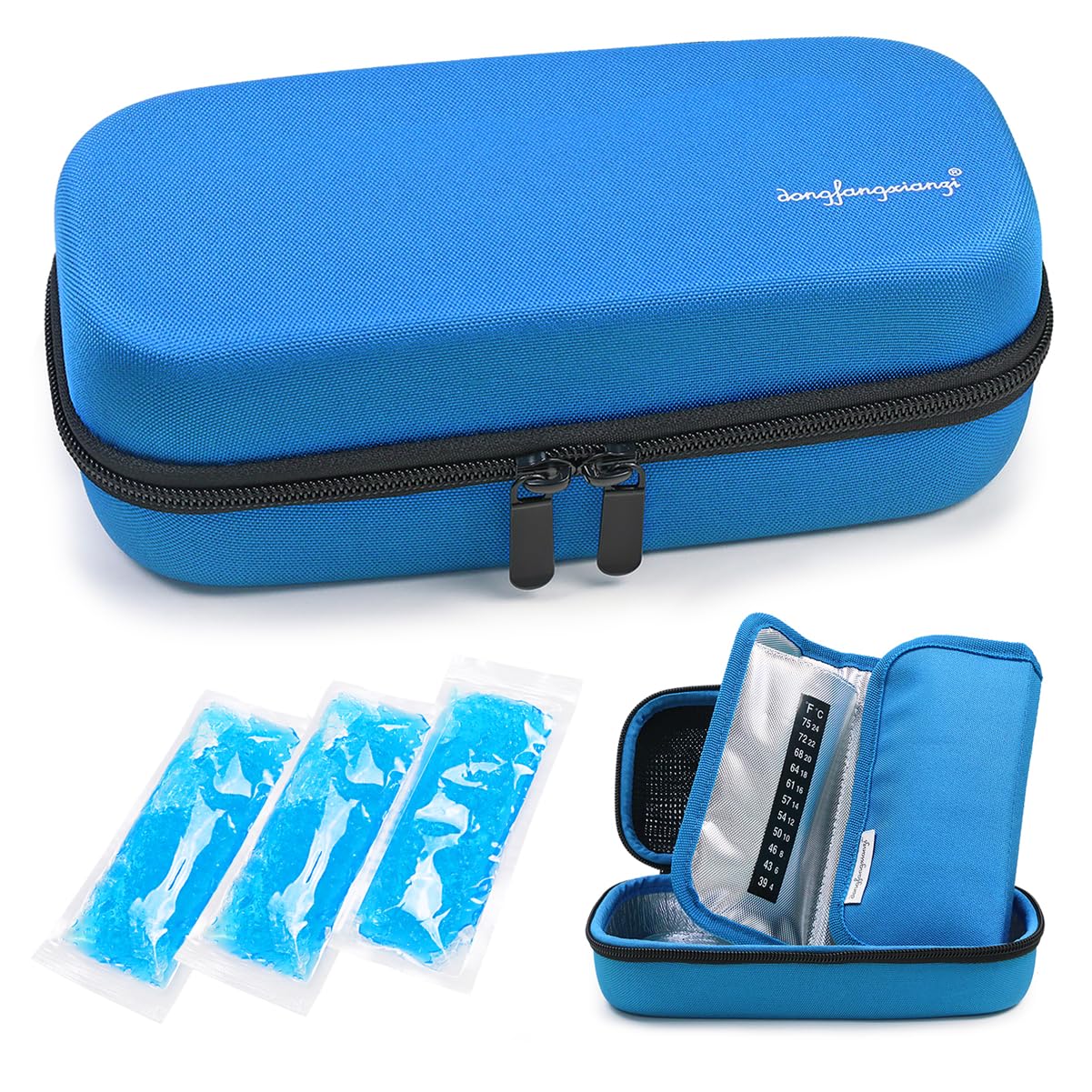 YOUSHARES Insulin Cooler Travel Case - Handy Medication Insulated Diabetic Carrying Cooling Bag for Insulin Pen, Glucose Meter and Diabetic Supplies with 3 Cooler Ice Pack (Blue)