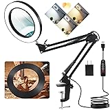 10X Magnifying Glass with Light and Clamp, Veemagni