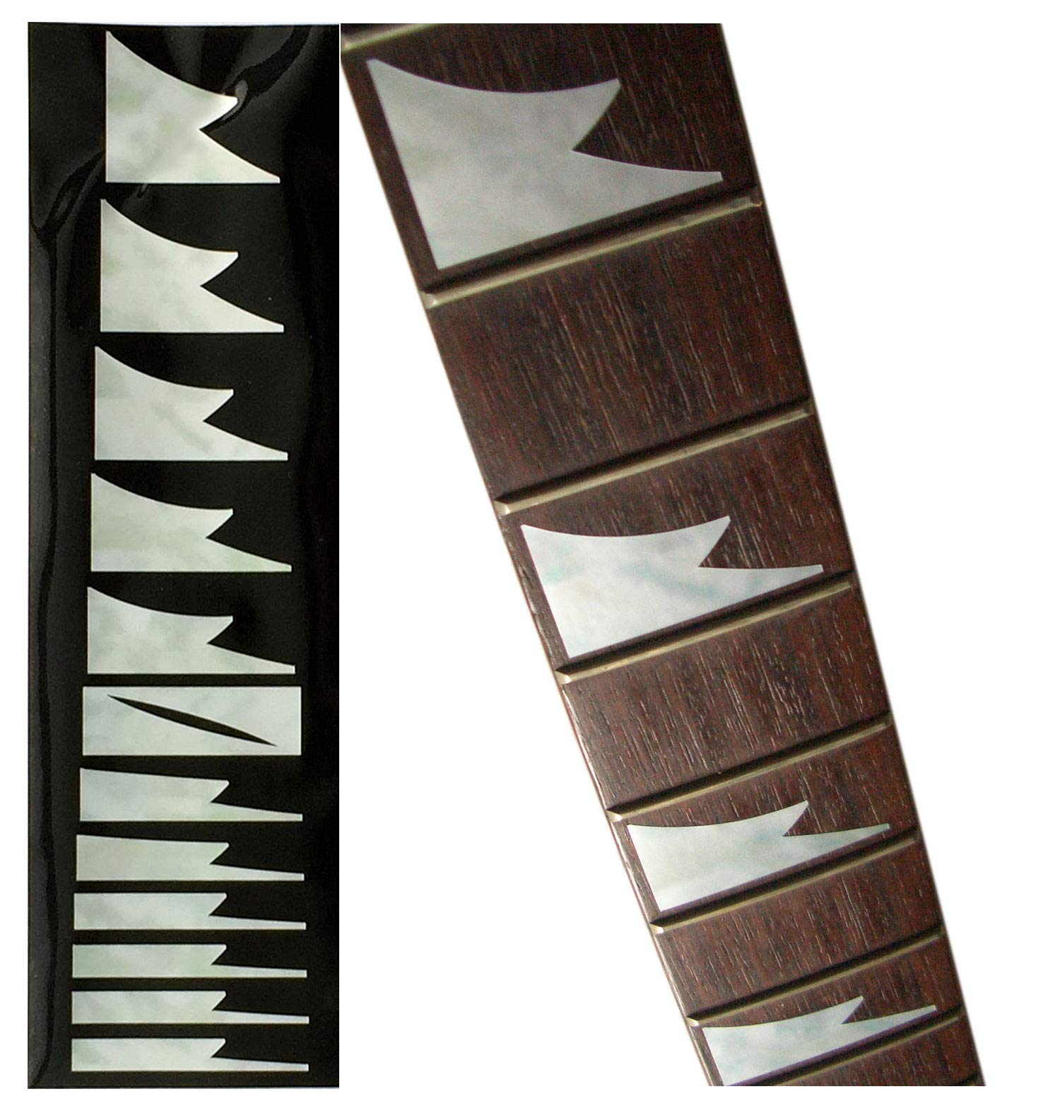 Inlaystickers Fret Markers for Guitars & Bass - Ibanez Style Shark Tooth - White Pearl, F-016ST-WT
