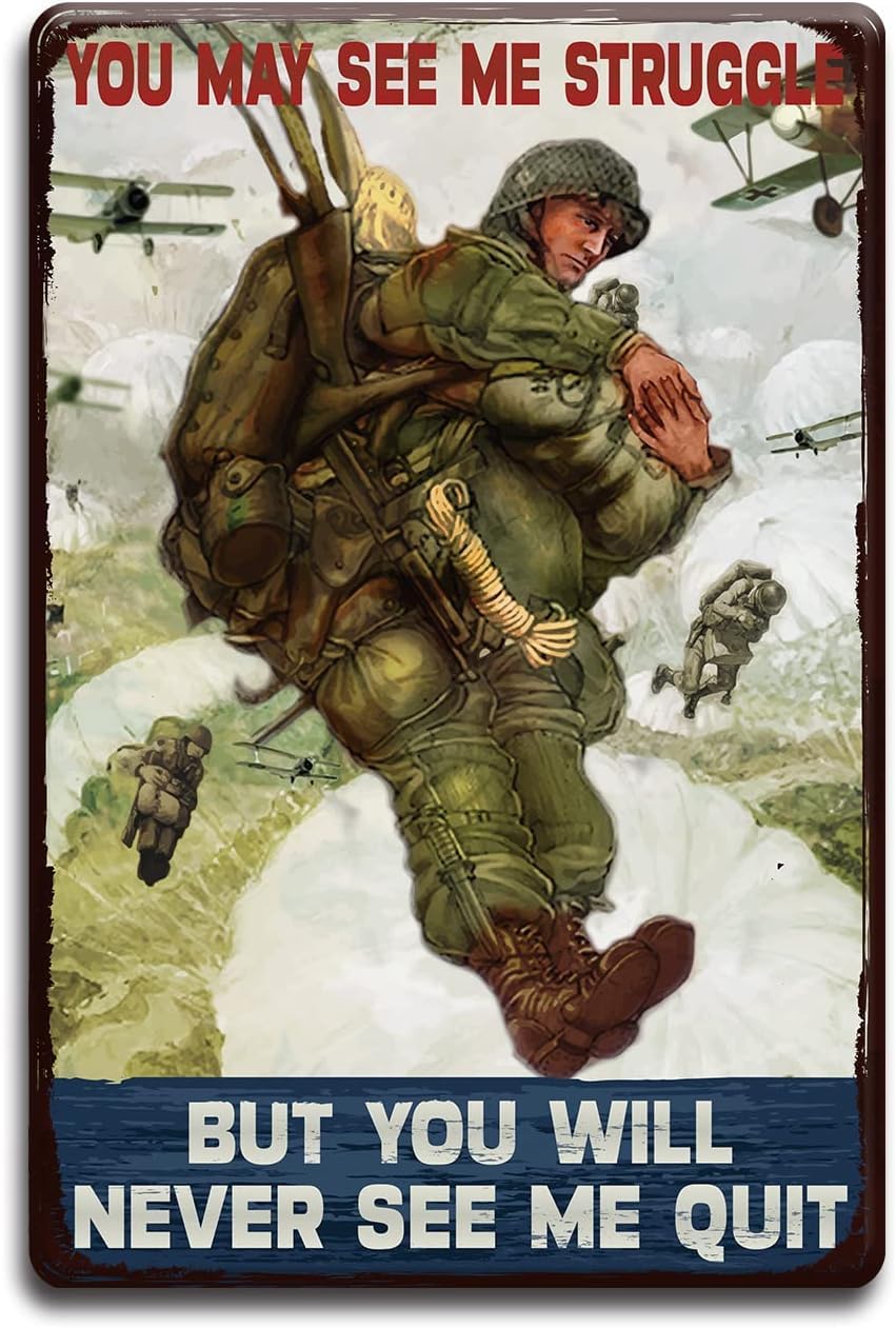 GLOBLELAND Airborne Army Vintage Metal Tin Wall Sign Plaque Poster 8×12inch Retro Metal Tin Signs Poster Decorative Sign for Home Kitchen Bar Coffee Shop Club Cabin Garage Store Decoration