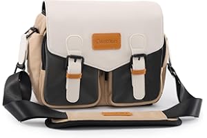 Cwatcun Camera Shoulder Bag Compact Camera Case, Small Waterproof Camera Messenger Bag with Tripod Holder, Travel Photography