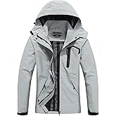 Women's Waterproof Lightweight Raincoat Windproof Windbreaker with Detachable Hood Breathable Outdoor Rain Jacket for Hiking