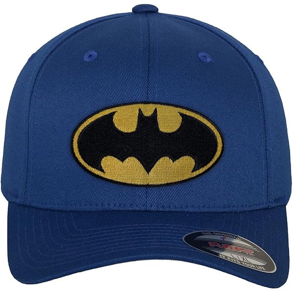 BATMAN Officially Licensed Logo Premium Flexfit Cap (Blue), Large