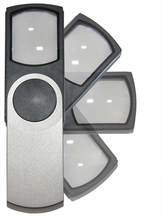 Pocket Magnifying Glass 3X with LED Light; Small Illuminated EasY Magnifier Glasses; Protected