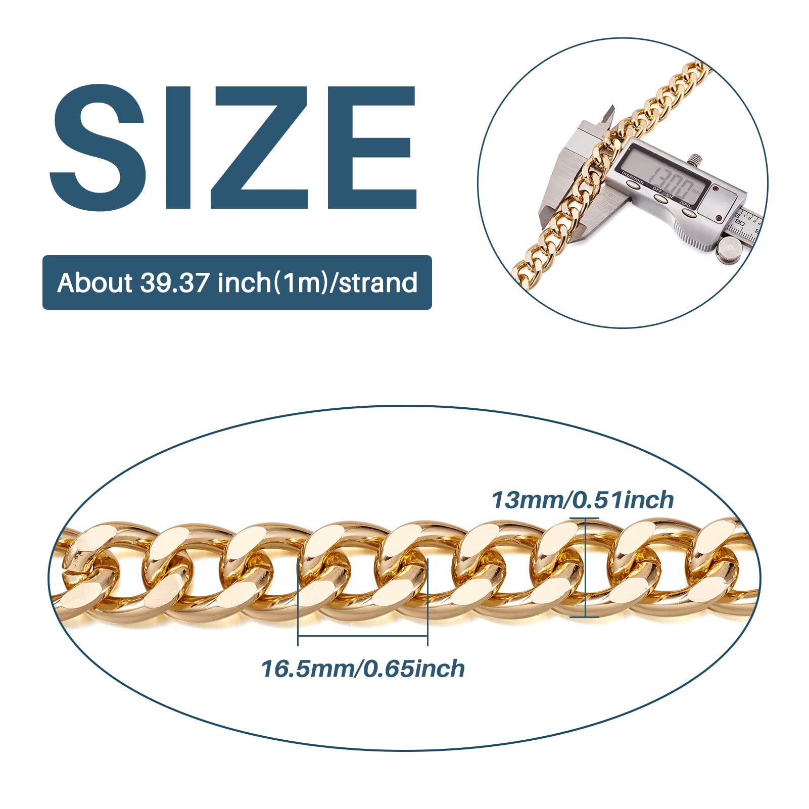 Craftdady 2Pcs Flat Chain Strap Gold Metal Purse Handbag Shoulder Body Replacement Strap 39.3