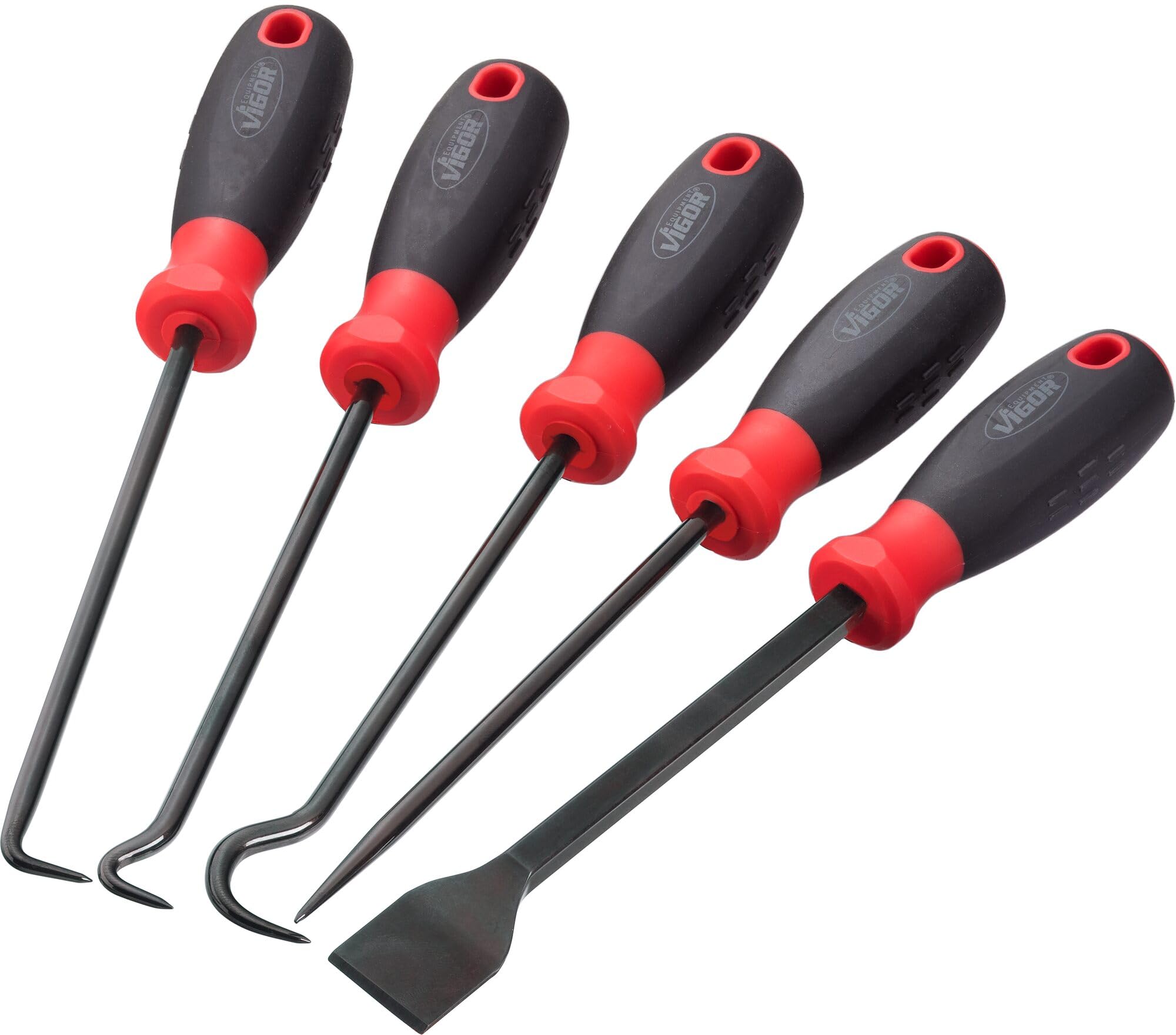 Set di ganci e raschietti ViGOR V5045, per la rimozione e l'inserimento di O-Ring e anelli di tenuta, per la rimozione di adesivi, per la rimozione dei tappi di protezione dai perni Delle ruote
