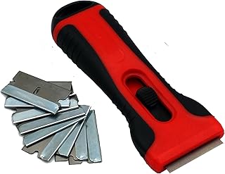 Premium Ceranfeldschaber Ceranfeldreiniger Ceranfeldkratzer mit 10 Ersatz-Klingen - Ceranfeld, Glas & Kochfeld Schaber/Kratzer/Reiniger Backofenreiniger mit praktischem Griff-Fach