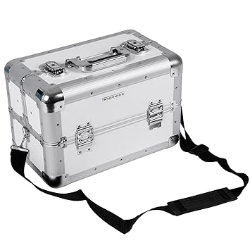 Songmics Kosmetikkoffer XXL groß für Gepäck 36,5 x 22 x 25 cm Alu, Weiß JBC228W