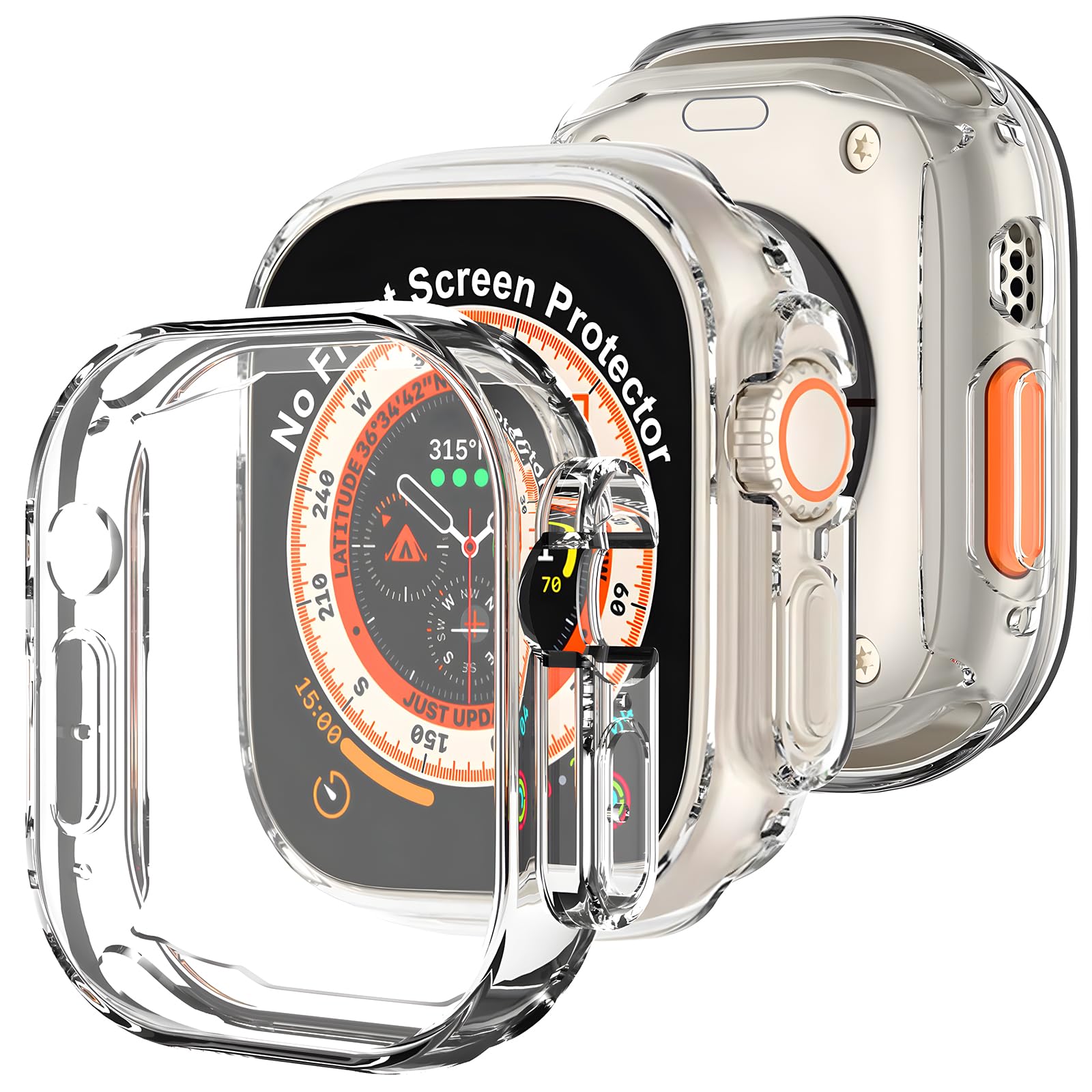 Whioltl 3-Pack Case for Apple Watch Ultra 2 (2023) / Ultra 49mm Screen Protector, HD Clear Cover Compatible With iWatch, Transparent Soft TPU Overall Protective Anti-Scratch Bumper