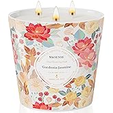 M&SENSE Gardenia Jasmine Scented Candle, 28.2oz 3 Wick Natural Soy Wax Large Candles, Long Lasting Clean Slow Clean Burning No Toxic Décor for Home Relaxation, Romantic Dates & Gift-Giving