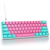 surmen 60% Percent Gaming Keyboard Mechanical with Linear Red Switch, 61-Keys Pink Mini Gaming Keyboard LED Light Backlit PBT Keycaps for Laptop, Desktop, PC Gamers (61Miami)