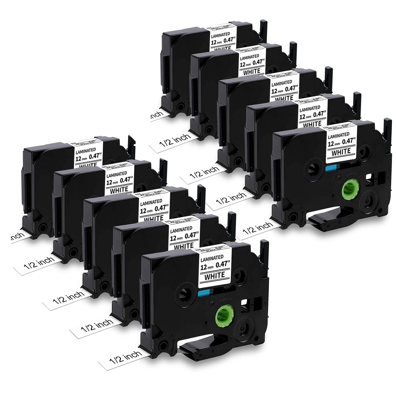 MarkField 10x Compatible Label Tape Replacement for Brother P Touch TZ TZe-231 12mm x 8m Black on White Cassette, for GL-200 PT-1000 1005 H105 H107 H110 H200 H100LB/R D200 D210 D400 E100 Cube