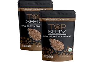 Top Seedz Certified USDA Organic Raw Brown Flax Seeds | Premium Fresh and Unsalted, Shell-Free Flax Seeds | Gluten-Free, Nut-Free, Vegan, Kosher, Keto, and Paleo | 1lb Resealable Bag | 2-Pack