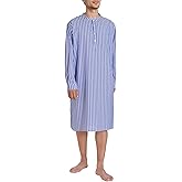Latuza Men's Lightweight Cotton Nightshirt Long Sleeve Nightgown