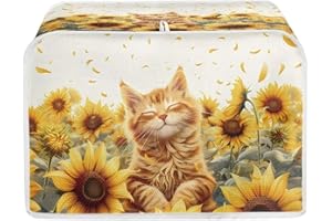 Talayituse Cat Sunflower Print Toaster Cover 2 Slice Bread Toaster Oven Cover Washable Toaster Cover Kitchen Small Appliance Covers Bakeware Protector
