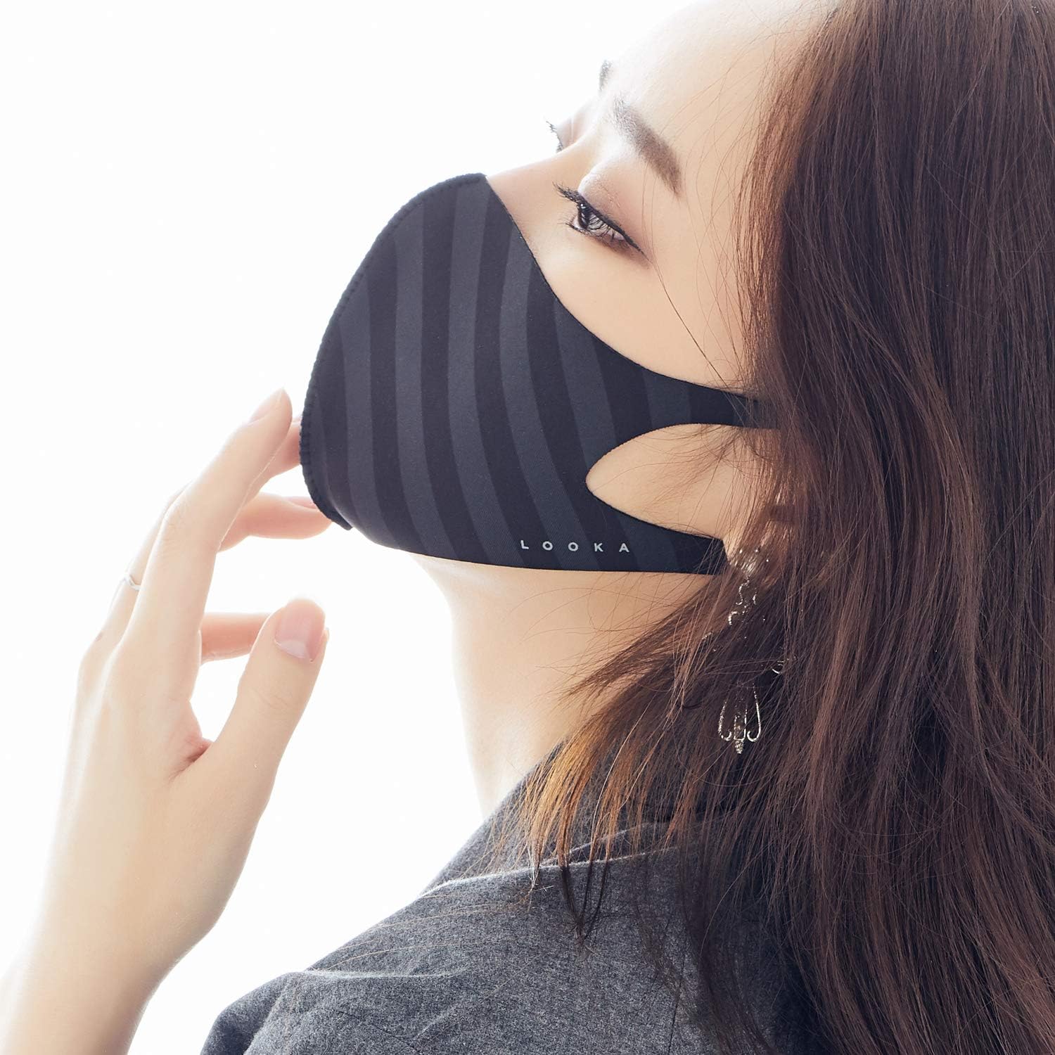 Looka Mask Protective Urban Fashion Air Mask Washable and Reusable | Double Layered Face Mask Black Modern Stripes