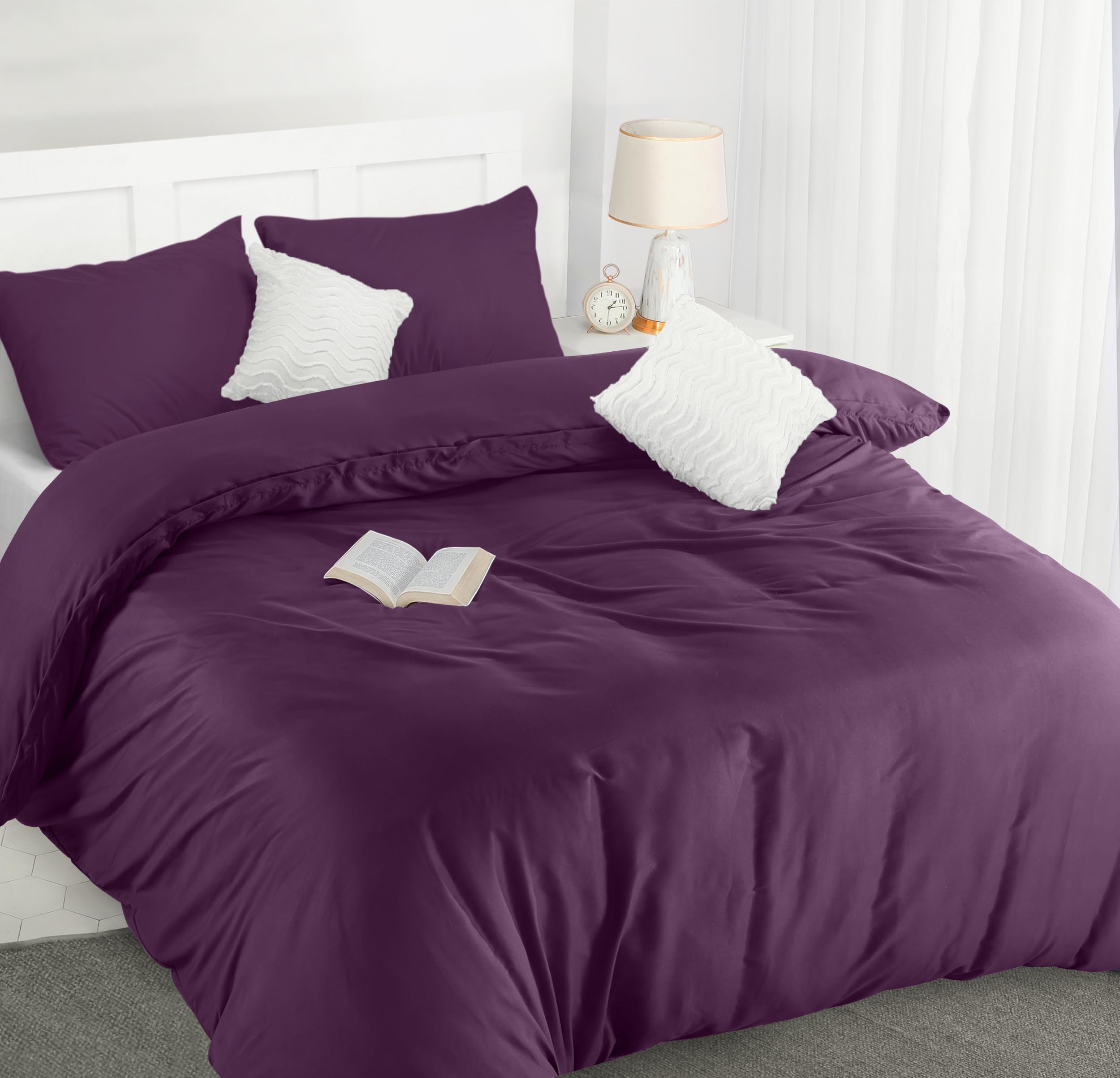 Utopia Bedding Duvet Cover Double - Soft Microfibre Polyester with Pillow cases - Quilt Cover Set (Purple)